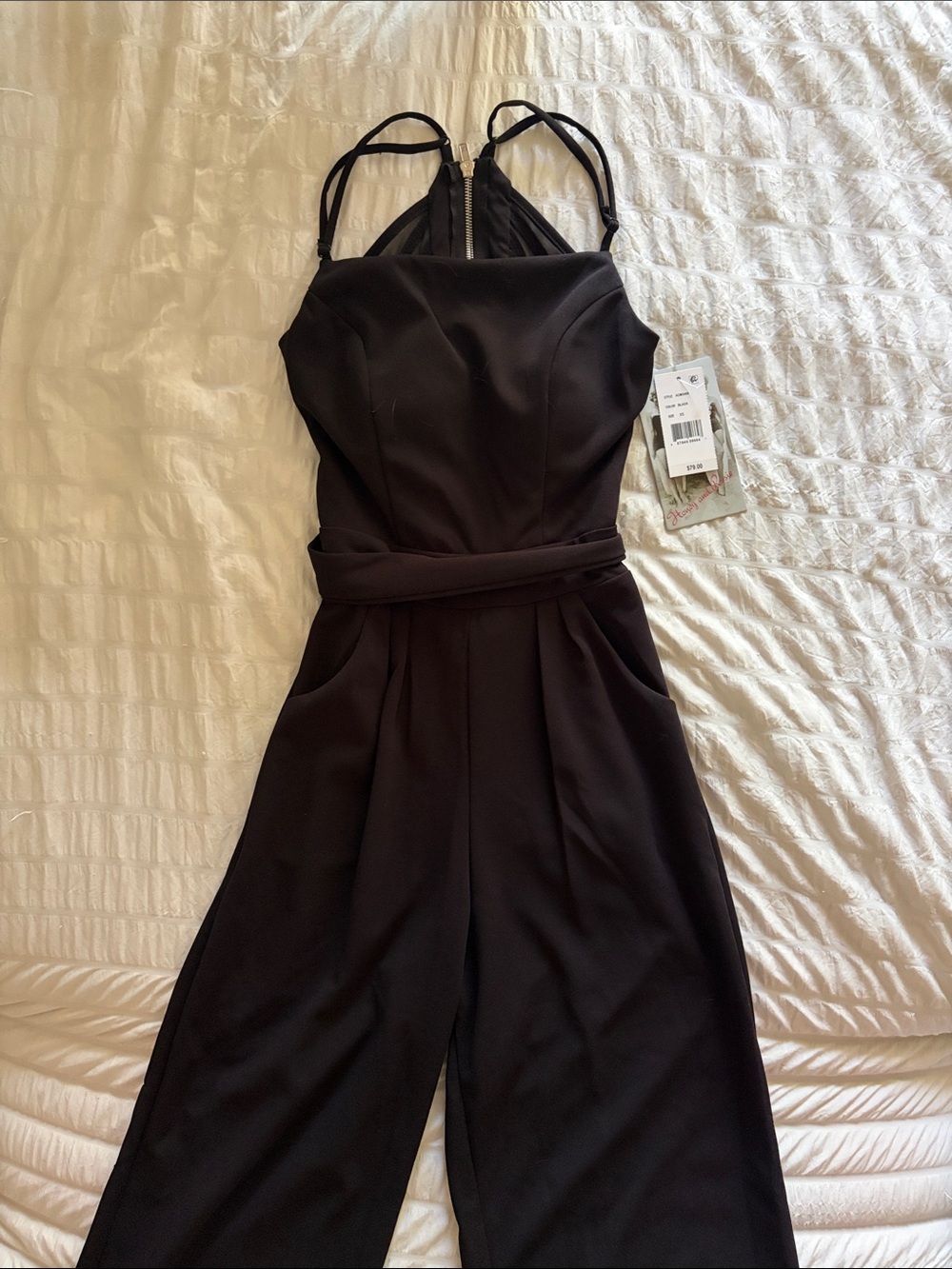 Women’s Black Jumpsuit With Open Mesh Back